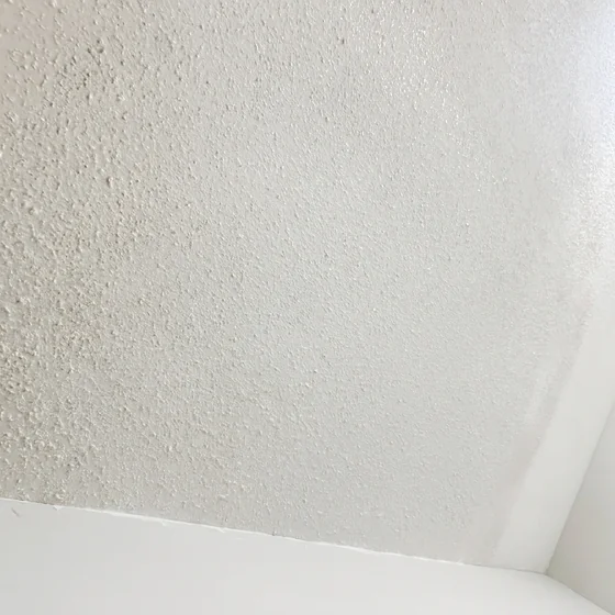 Textured ceiling rebuilt after repair, with no visible patch